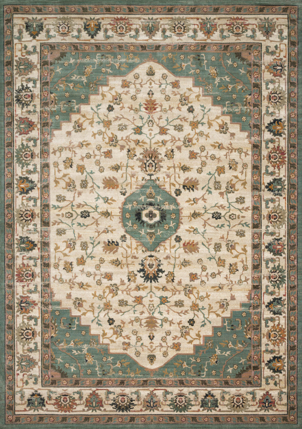 Evie Collection Rug in IVORY / JADE