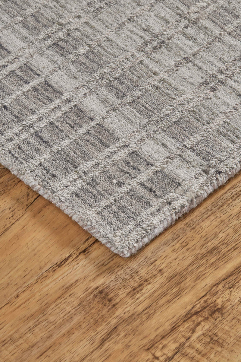 ODELL Collection Wool & Viscose Rug in Grey-Silver