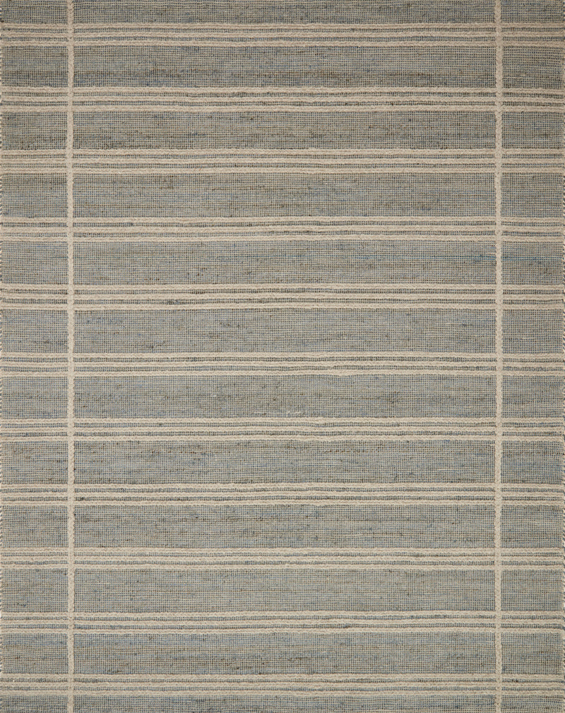 CORA Collection Rug  in  FROST / NATURAL Green Accent Hand-Woven Viscose/Acrylic