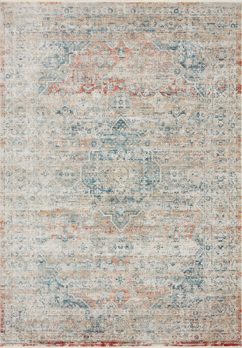 LUCCA Collection Wool/Viscose Rug  in  RED / BLUE