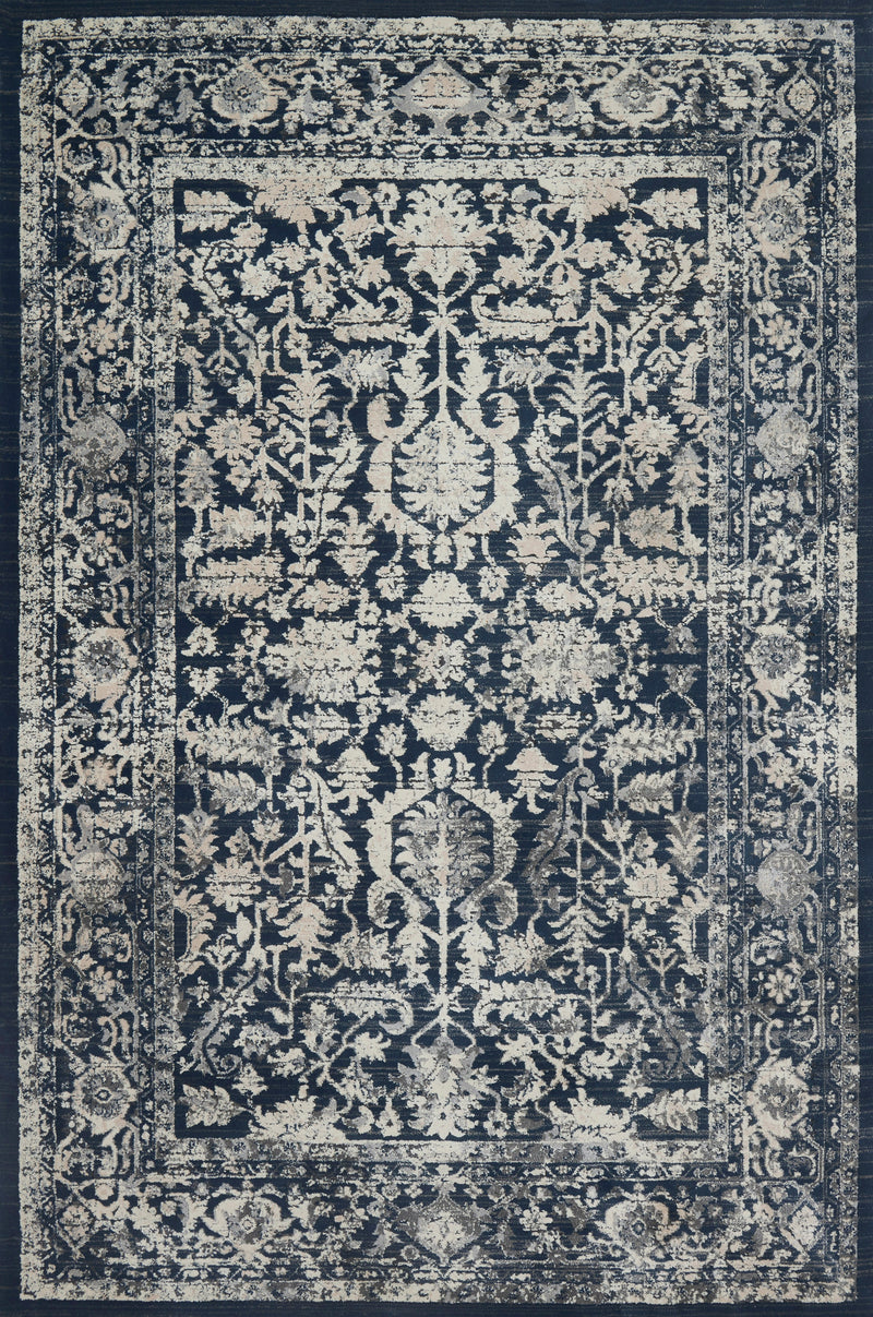 EVERLY Collection Wool/Viscose Rug in INDIGO / INDIGO Blue Accent Power-Loomed Wool/Viscose