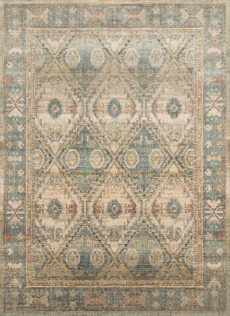 LUCCA Collection Wool/Viscose Rug  in  RUST / BLUE
