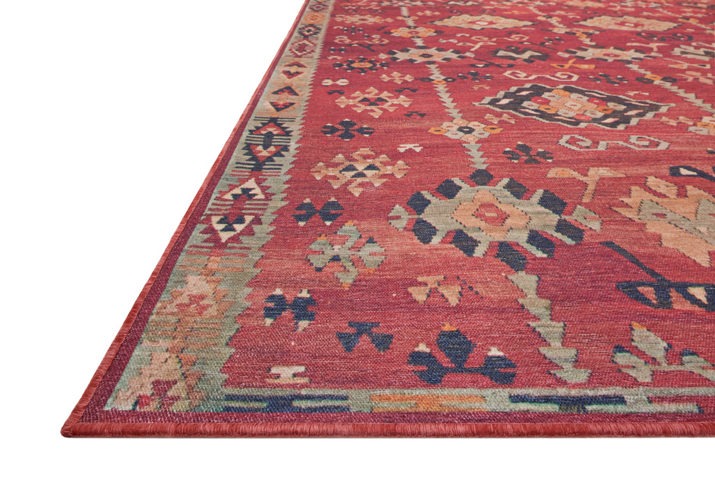 LUCCA Collection Wool/Viscose Rug  in  BRICK / MULTI Red Accent Power-Loomed Wool/Viscose
