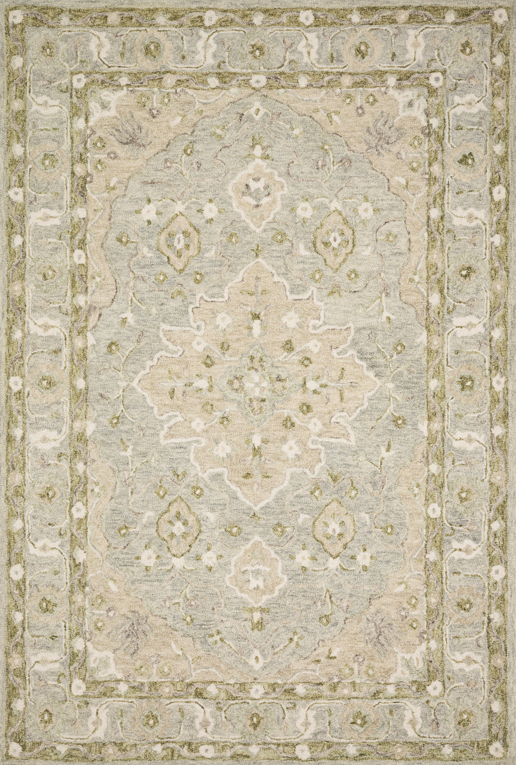 RYELAND Collection Wool Rug  in  GREY / SAGE Gray Accent Hand-Hooked Wool