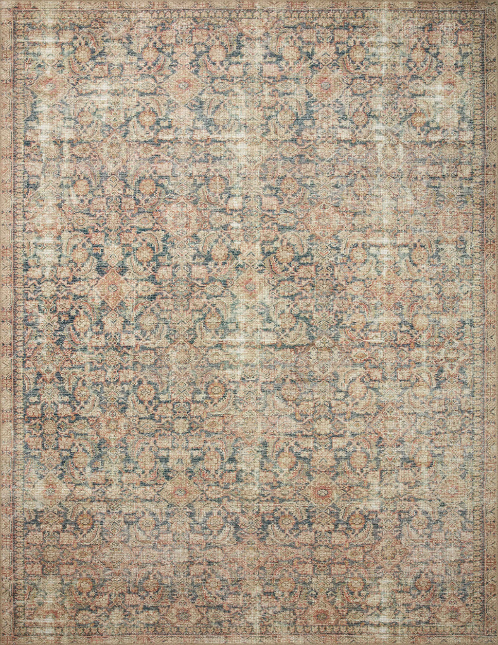 Angela Rose x Loloi Aubrey Navy / Multi 2'-0" x 5'-0" Accent Rug Blue Accent Power-Loomed Polyester