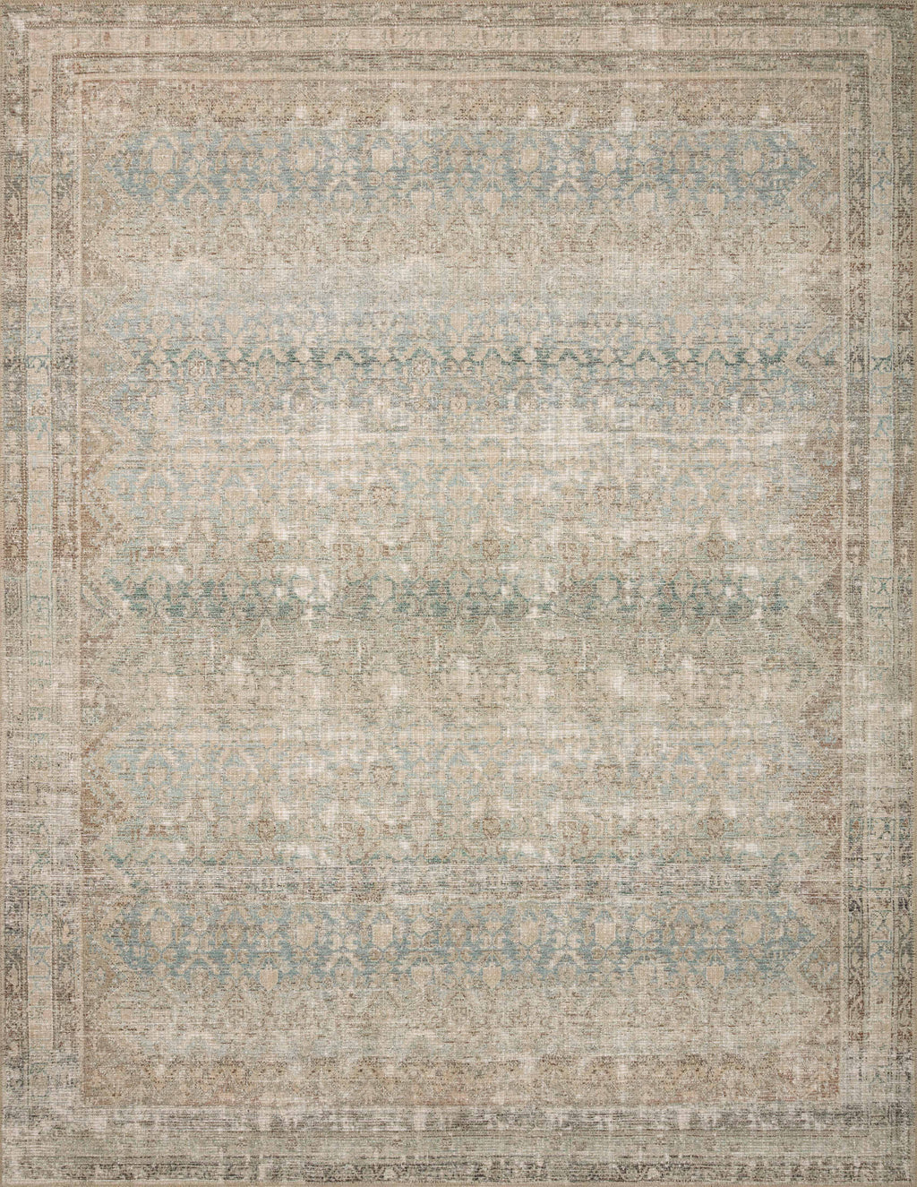 Angela Rose x Loloi Aubrey Jade / Natural 2'-0" x 5'-0" Accent Rug Green Accent Power-Loomed Polyester