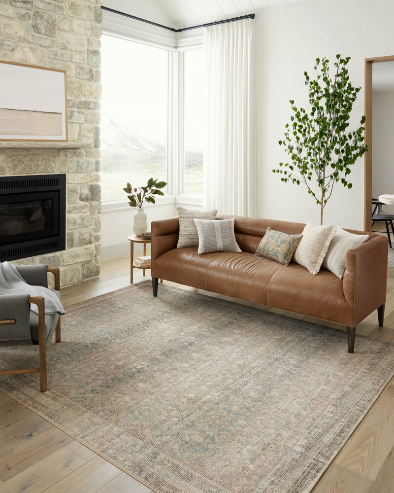 Angela Rose x Loloi Aubrey Jade / Natural 2'-0" x 5'-0" Accent Rug Green Accent Power-Loomed Polyester