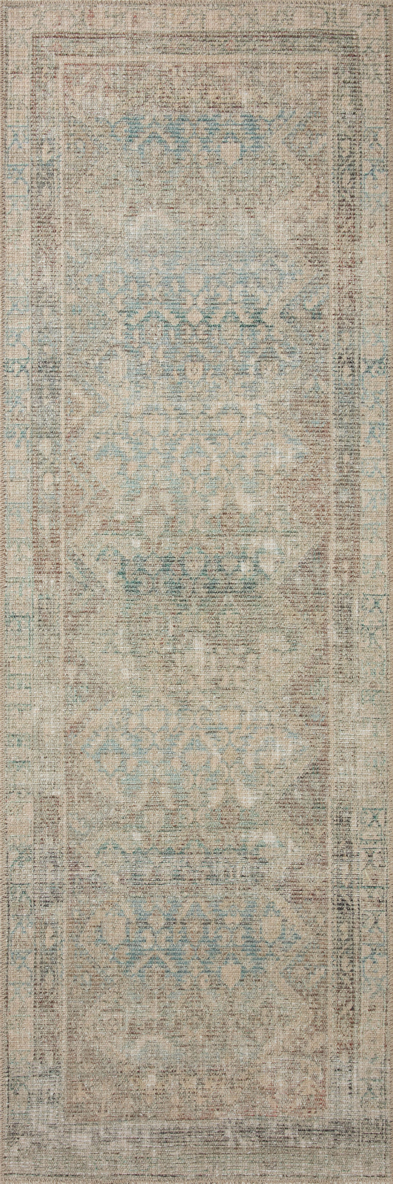 Angela Rose x Loloi Aubrey Jade / Natural 2'-0" x 5'-0" Accent Rug Green Accent Power-Loomed Polyester