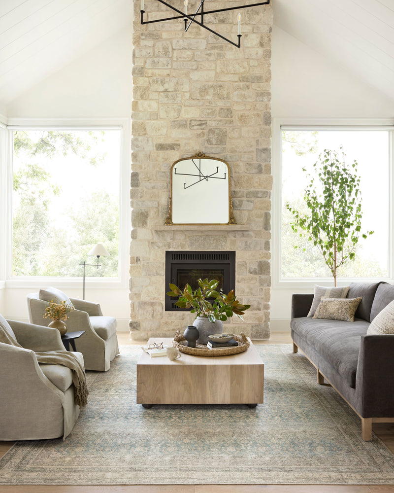 Angela Rose x Loloi Aubrey Jade / Natural 2'-0" x 5'-0" Accent Rug Green Accent Power-Loomed Polyester