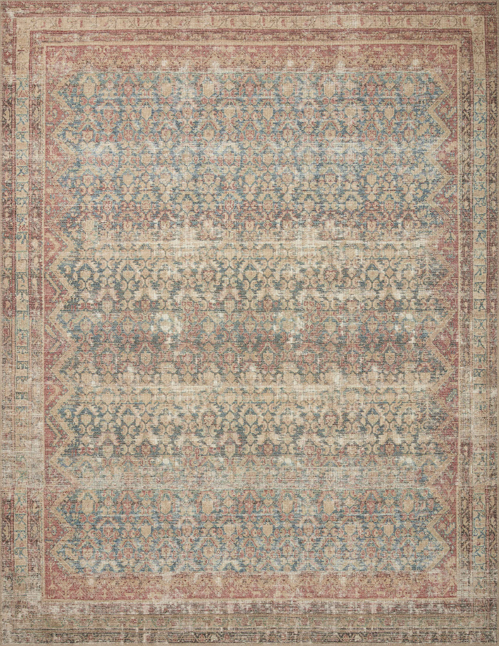 Angela Rose x Loloi Aubrey Ocean / Spice 2'-0" x 5'-0" Accent Rug Blue Accent Power-Loomed Polyester