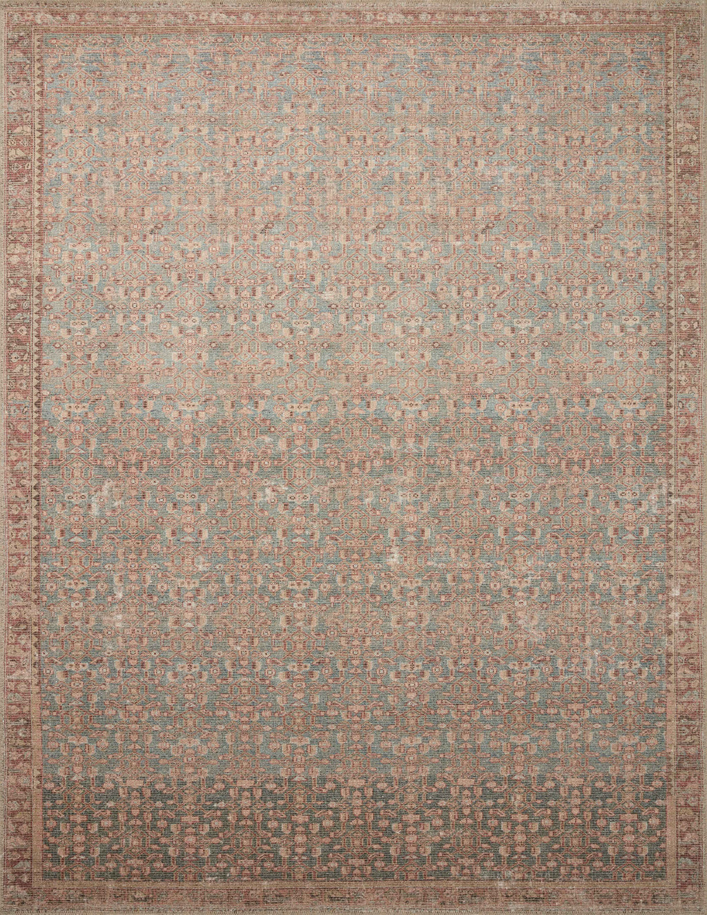 Angela Rose x Loloi Aubrey Blue / Terracotta 2'-0" x 5'-0" Accent Rug Blue Accent Power-Loomed Polyester