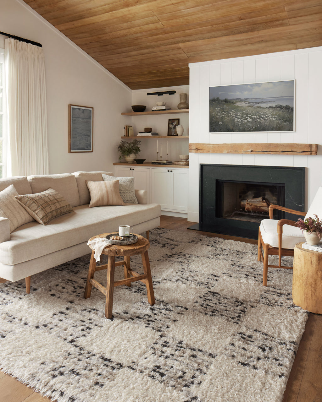 Angela Rose x Loloi Amira Ivory / Granite 2'-3" x 4'-0" Accent Rug Ivory Accent Power-Loomed Polyester