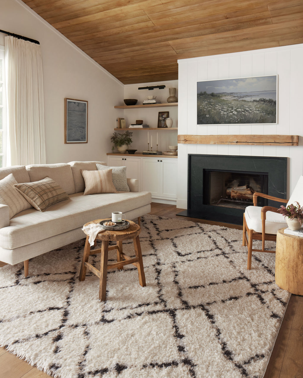 Angela Rose x Loloi Amira Ivory / Bark 2'-3" x 4'-0" Accent Rug Ivory Accent Power-Loomed Polyester