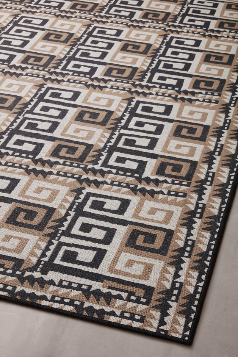 Ari Collection Rug  in  Natural / Black Beige sample Power-Loomed Polyester