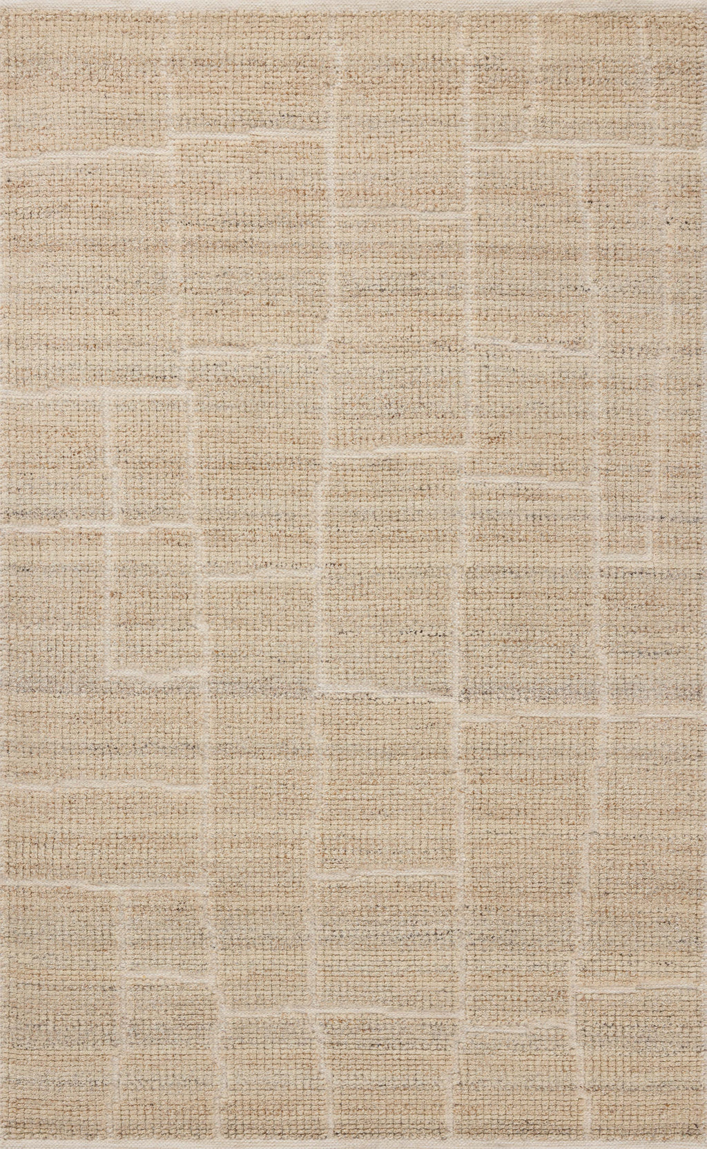 Loloi Asha Natural 18" x 18" Sample Rug Beige sample Hand-Loomed Wool/Cotton