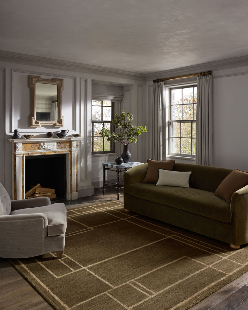 Jeremiah Brent x Loloi Barrow Olive / Natural 18" x 18" Sample Rug Green sample Hand-Tufted Wool/Jute