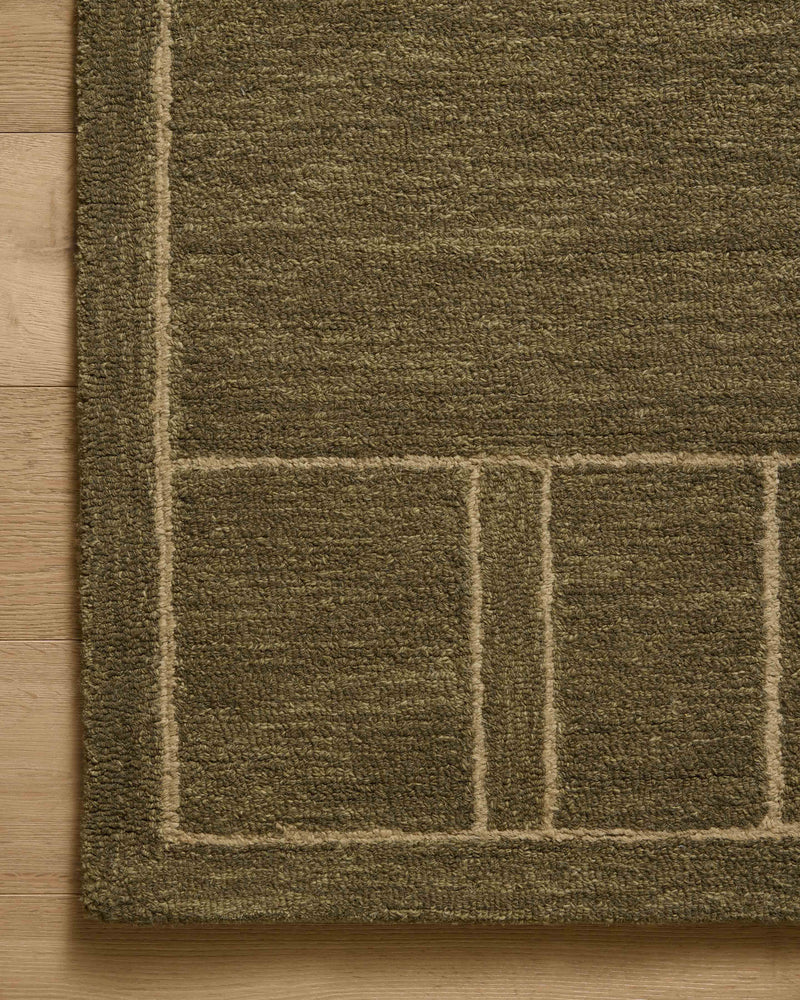 Jeremiah Brent x Loloi Barrow Olive / Natural 18" x 18" Sample Rug Green sample Hand-Tufted Wool/Jute