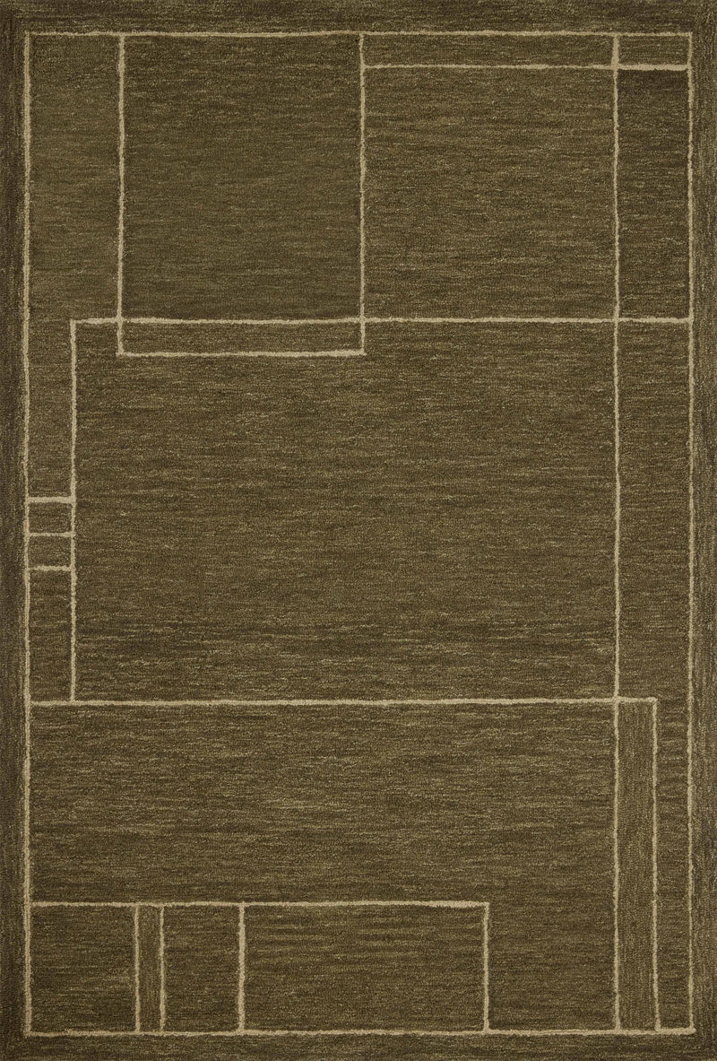 Jeremiah Brent x Loloi Barrow Olive / Natural 18" x 18" Sample Rug Green sample Hand-Tufted Wool/Jute
