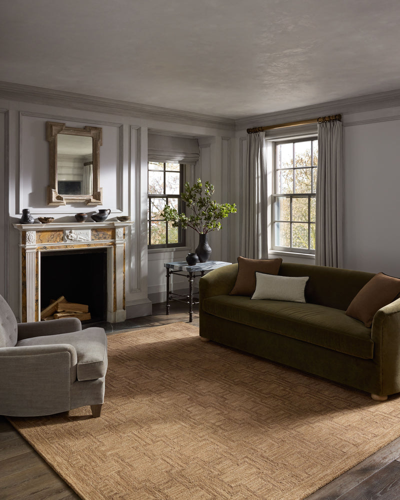 Jeremiah Brent x Loloi Barrow Camel / Brown 18" x 18" Sample Rug Beige sample Hand-Tufted Wool/Jute