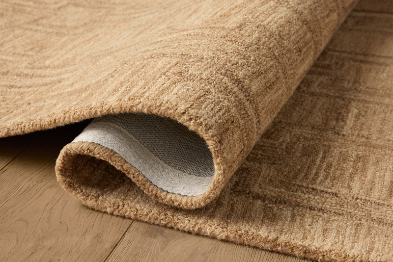 Jeremiah Brent x Loloi Barrow Camel / Brown 18" x 18" Sample Rug Beige sample Hand-Tufted Wool/Jute