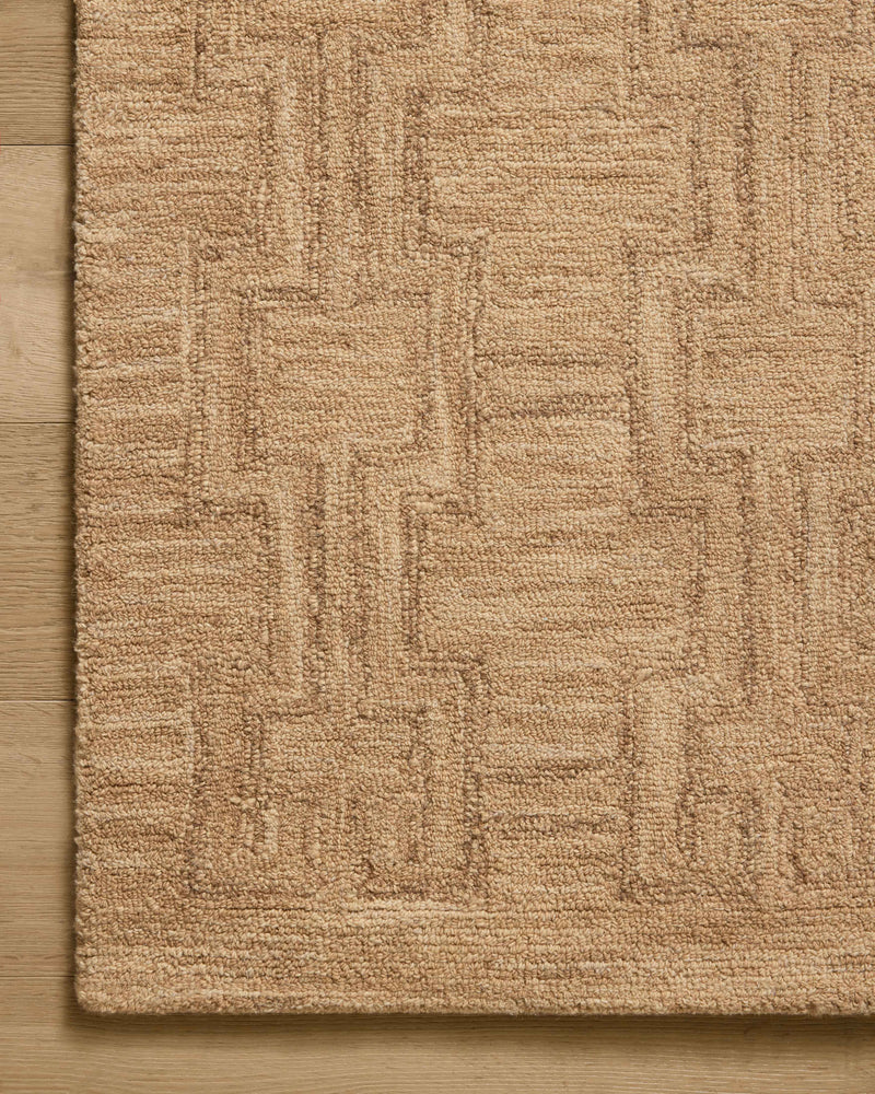 Jeremiah Brent x Loloi Barrow Camel / Brown 18" x 18" Sample Rug Beige sample Hand-Tufted Wool/Jute