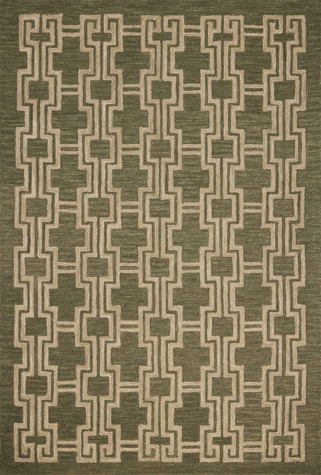 Jeremiah Brent x Loloi Barrow Moss / Beige 18" x 18" Sample Rug Green sample Hand-Tufted Wool/Jute