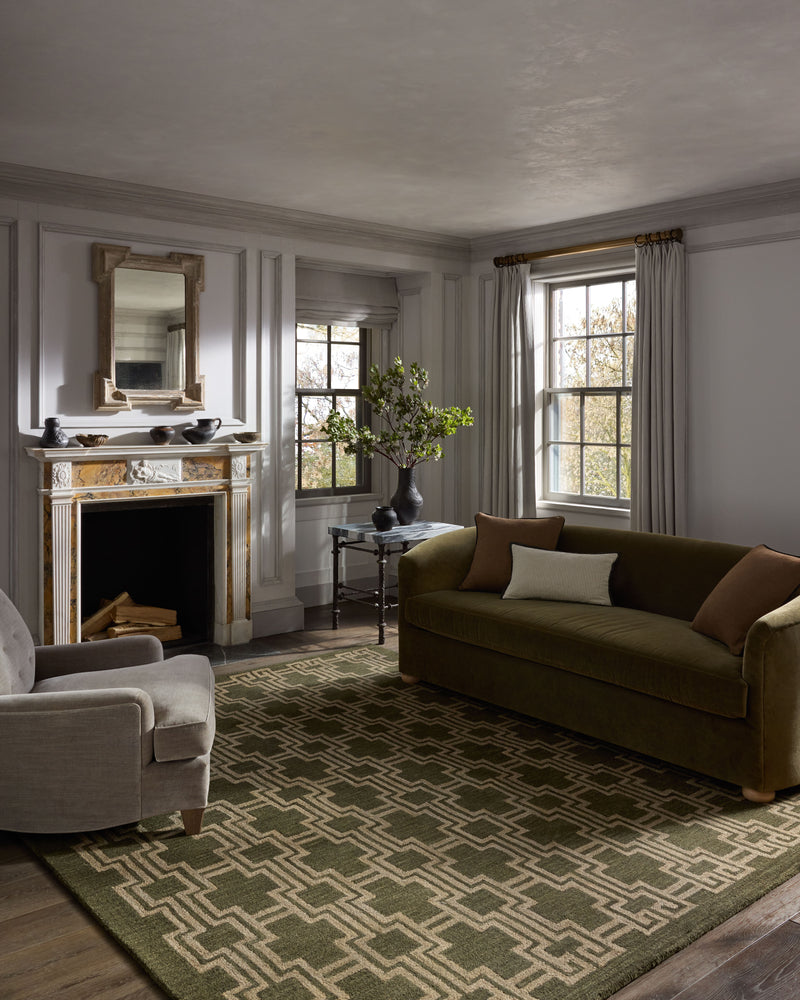 Jeremiah Brent x Loloi Barrow Moss / Beige 18" x 18" Sample Rug Green sample Hand-Tufted Wool/Jute