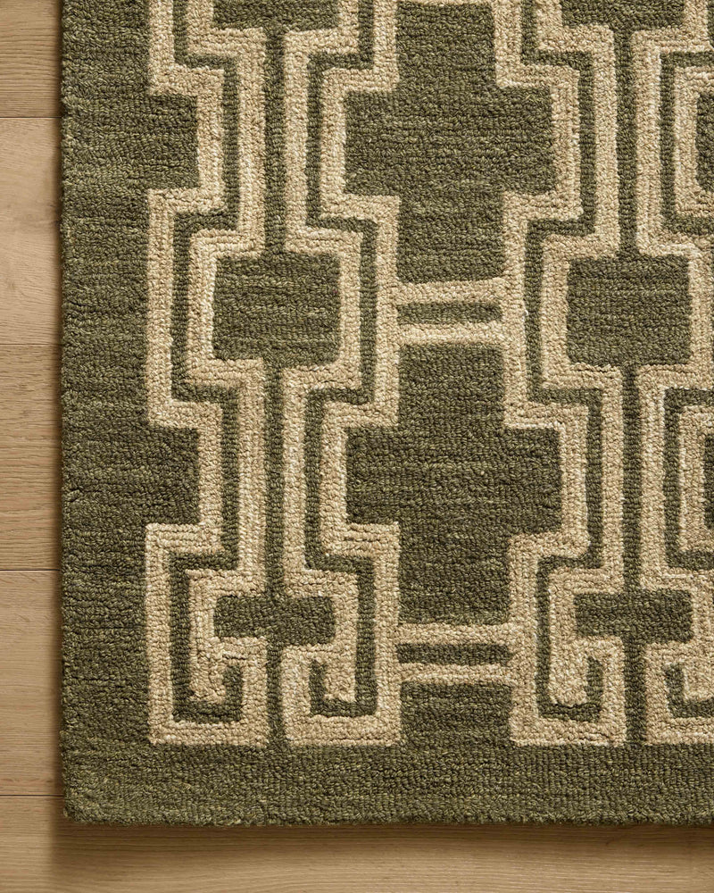 Jeremiah Brent x Loloi Barrow Moss / Beige 18" x 18" Sample Rug Green sample Hand-Tufted Wool/Jute
