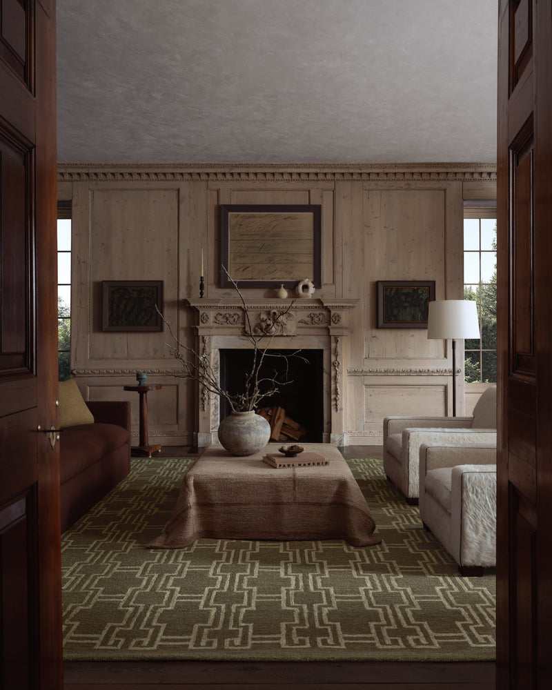 Jeremiah Brent x Loloi Barrow Moss / Beige 18" x 18" Sample Rug Green sample Hand-Tufted Wool/Jute