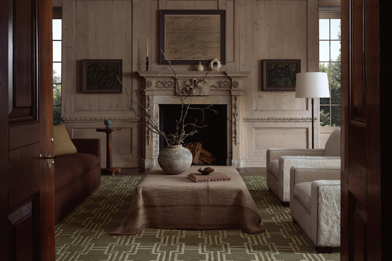 Jeremiah Brent x Loloi Barrow Moss / Beige 18" x 18" Sample Rug Green sample Hand-Tufted Wool/Jute
