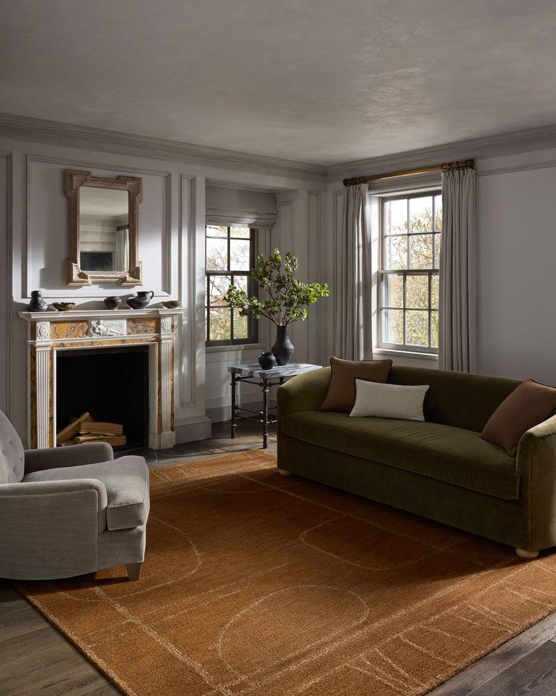 Jeremiah Brent x Loloi Barrow Clay / Natural 18" x 18" Sample Rug Grey sample Hand-Tufted Wool/Jute