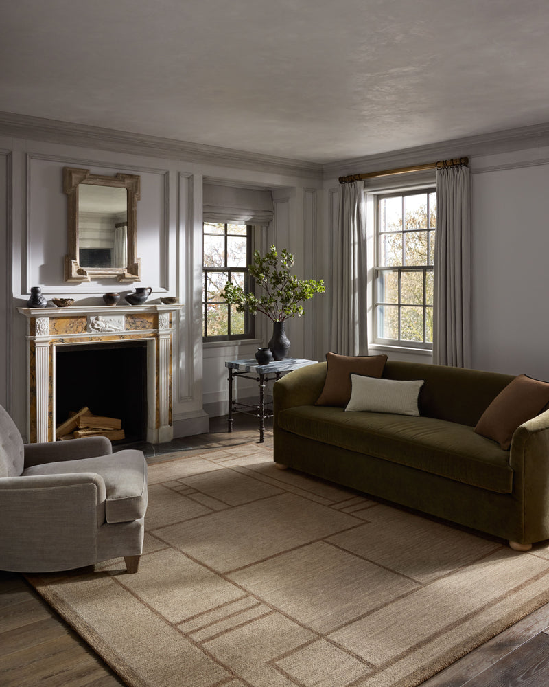 Jeremiah Brent x Loloi Barrow Beige / Taupe 18" x 18" Sample Rug Beige sample Hand-Tufted Wool/Jute