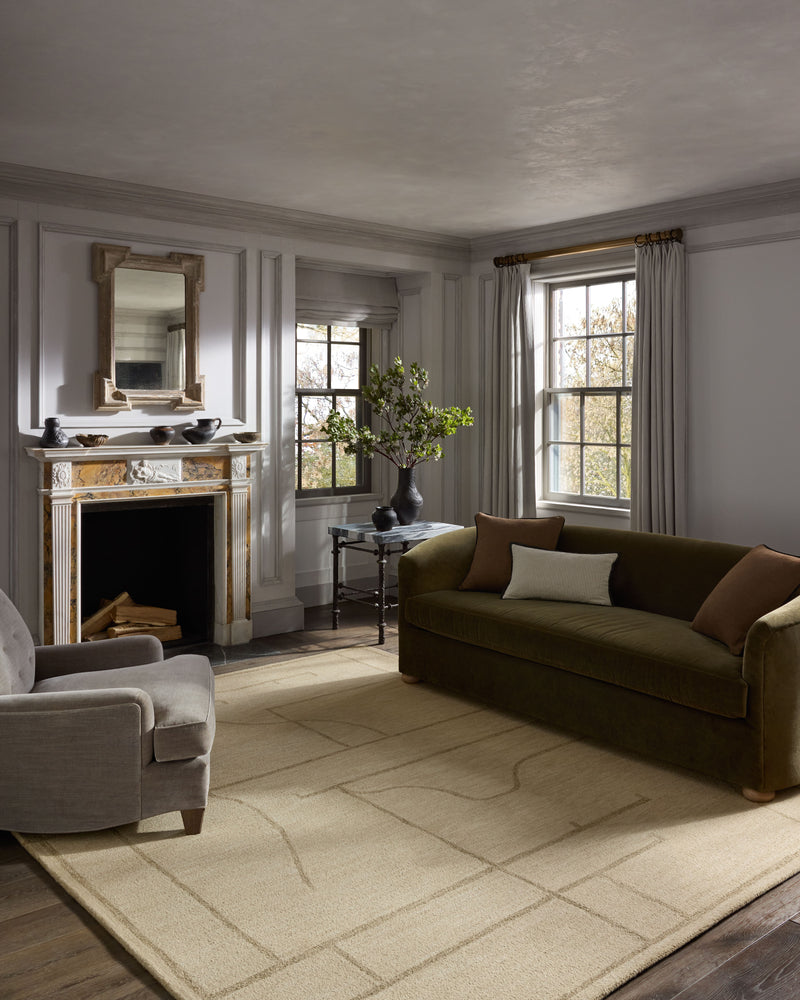 Jeremiah Brent x Loloi Barrow Ivory / Taupe 18" x 18" Sample Rug Ivory sample Hand-Tufted Wool/Jute