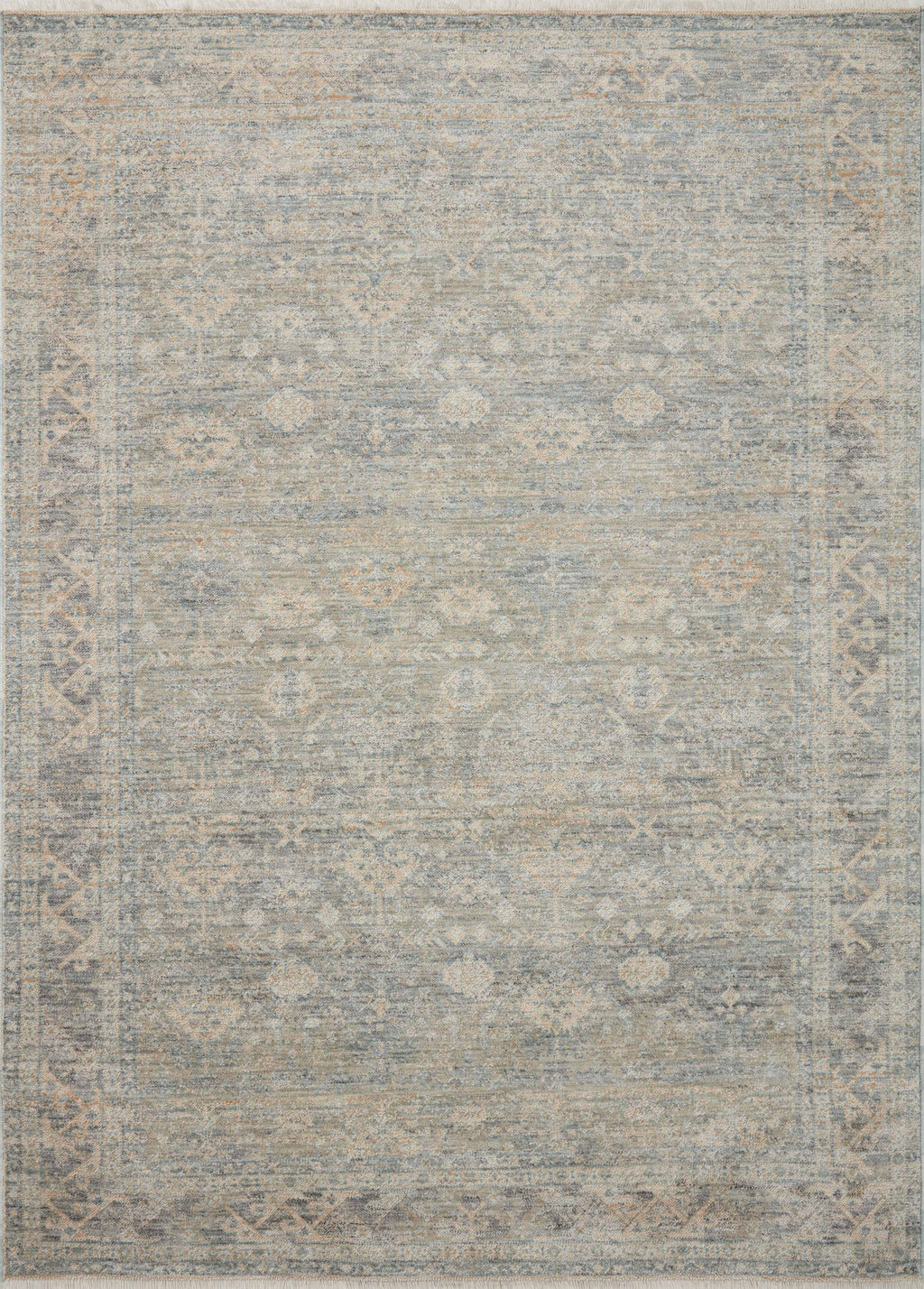 Angela Rose x Loloi Blake Sky / Beige 2'-0" x 3'-0" Accent Rug Blue Accent Power-Loomed Polyester