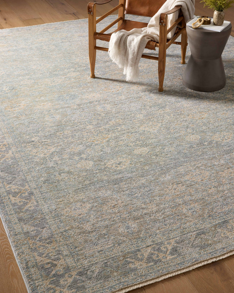 Angela Rose x Loloi Blake Sky / Beige 2'-0" x 3'-0" Accent Rug Blue Accent Power-Loomed Polyester