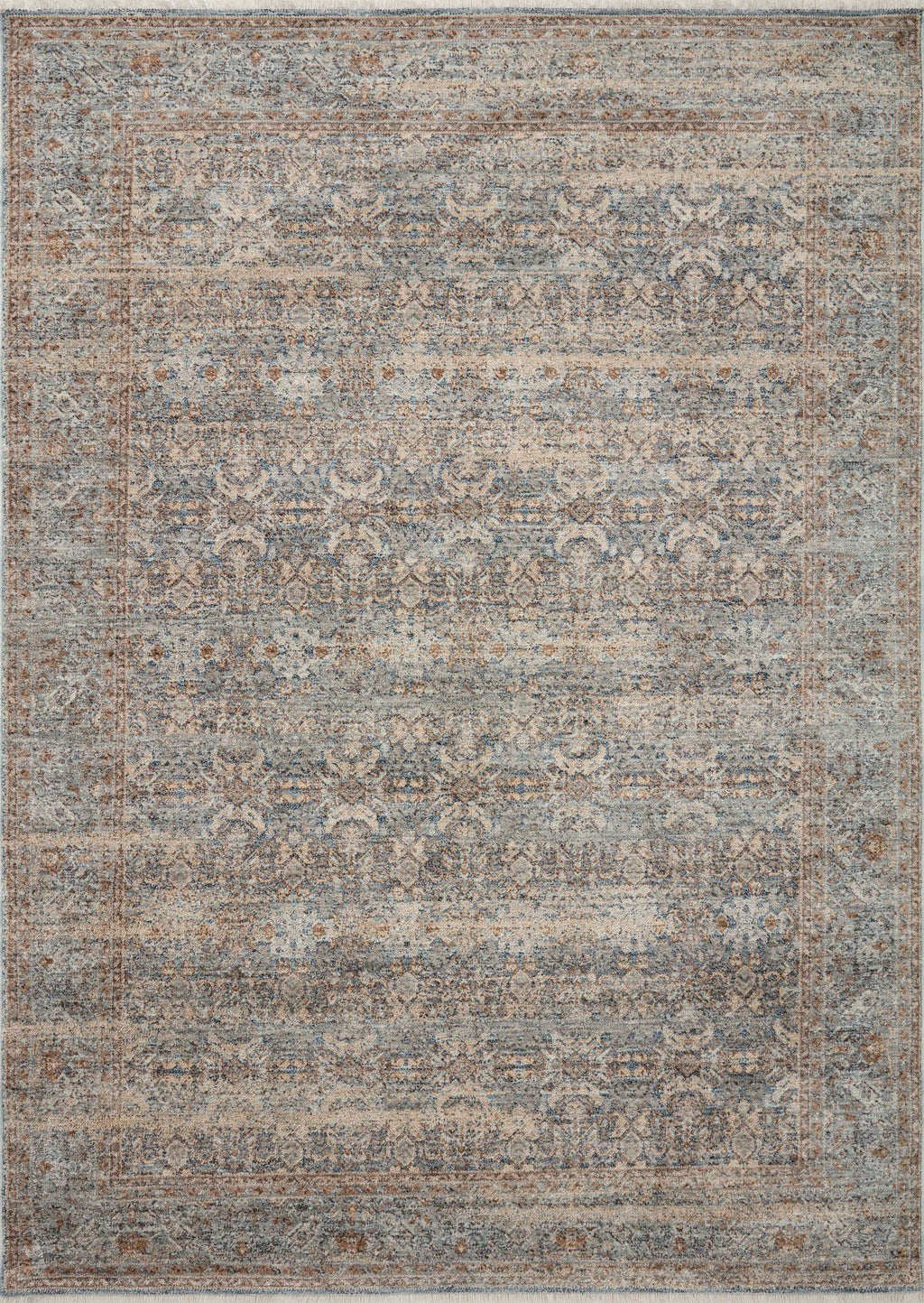Angela Rose x Loloi Blake Ocean / Mocha 2'-0" x 3'-0" Accent Rug Blue Accent Power-Loomed Polyester