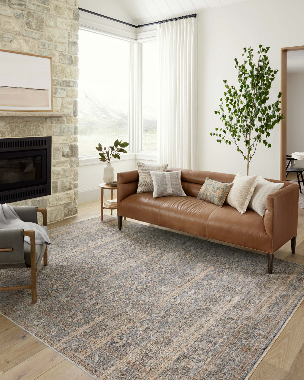 Angela Rose x Loloi Blake Ocean / Mocha 2'-0" x 3'-0" Accent Rug Blue Accent Power-Loomed Polyester