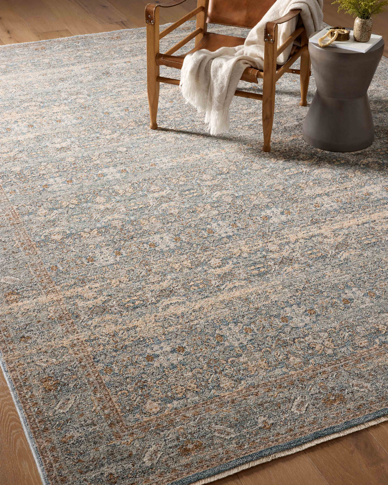 Angela Rose x Loloi Blake Ocean / Mocha 2'-0" x 3'-0" Accent Rug Blue Accent Power-Loomed Polyester