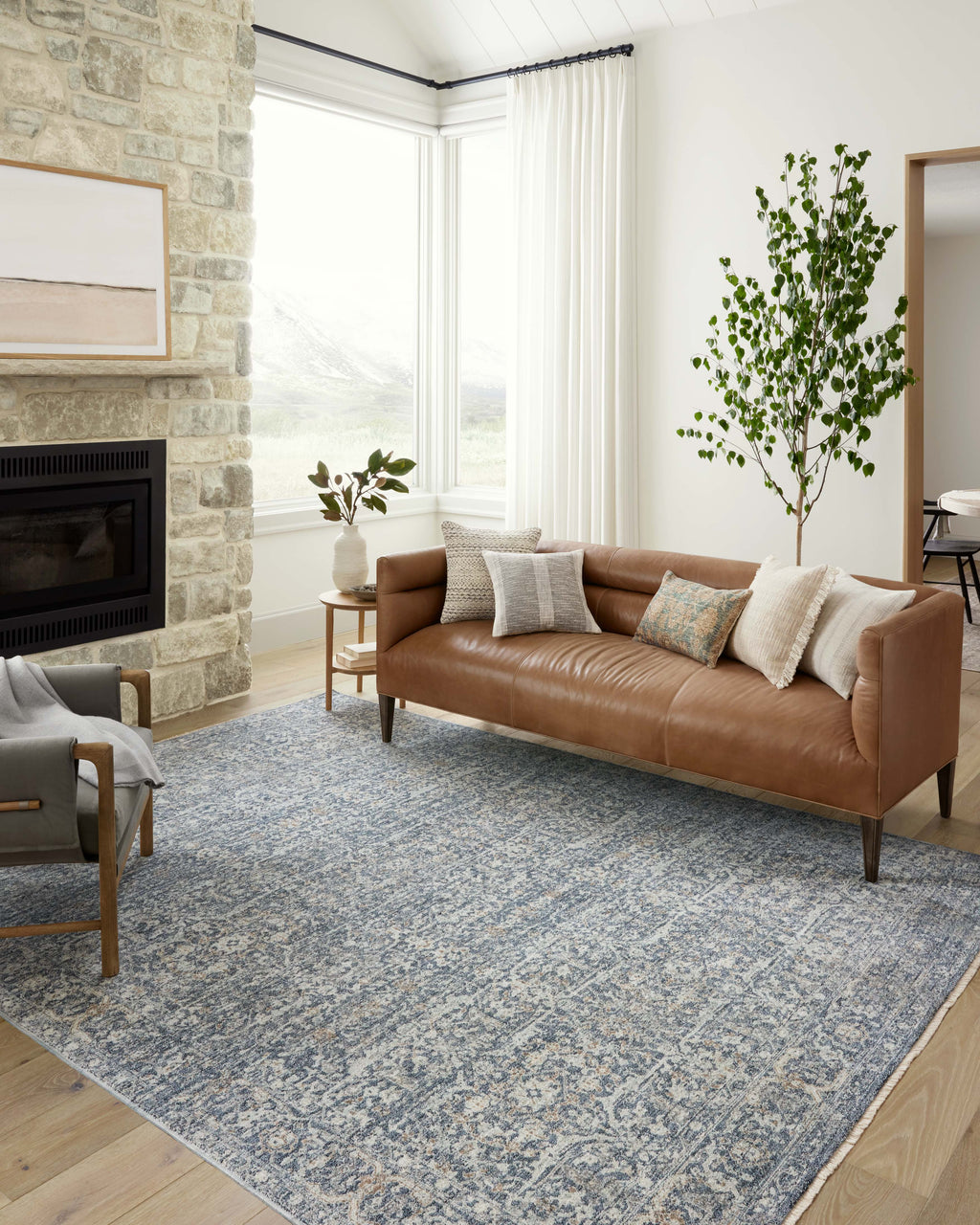 Angela Rose x Loloi Blake Denim / Taupe 2'-0" x 3'-0" Accent Rug Blue Accent Power-Loomed Polyester