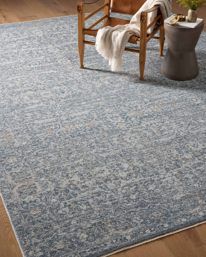 Angela Rose x Loloi Blake Denim / Taupe 2'-0" x 3'-0" Accent Rug Blue Accent Power-Loomed Polyester
