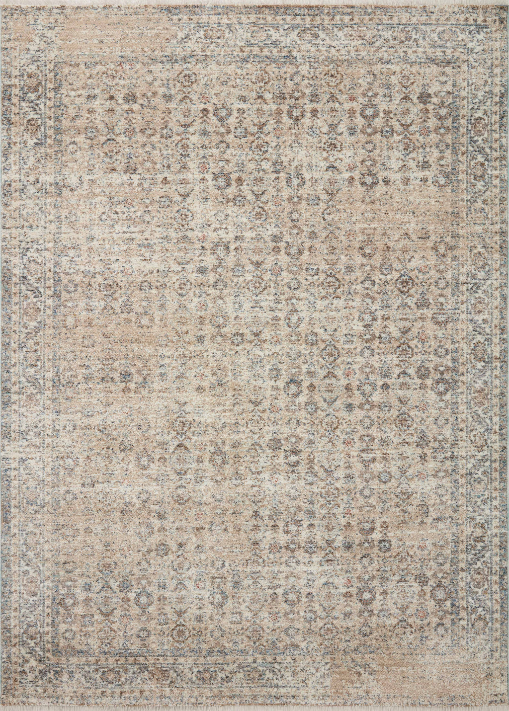 Angela Rose x Loloi Blake Beige / Denim 2'-0" x 3'-0" Accent Rug Beige Accent Power-Loomed Polyester
