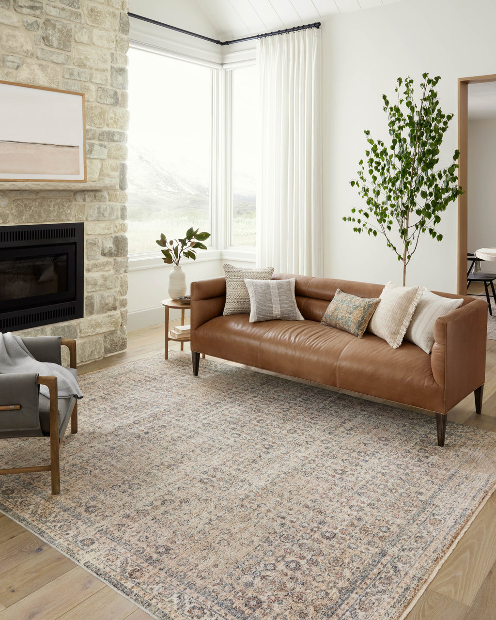 Angela Rose x Loloi Blake Beige / Denim 2'-0" x 3'-0" Accent Rug Beige Accent Power-Loomed Polyester