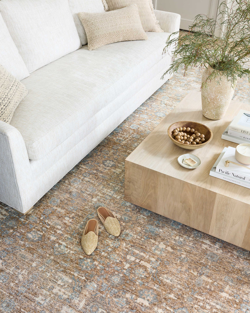 Angela Rose x Loloi Blake Sand / Sky 2'-0" x 3'-0" Accent Rug Beige Accent Power-Loomed Polyester