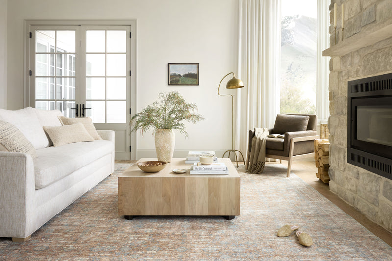 Angela Rose x Loloi Blake Sand / Sky 2'-0" x 3'-0" Accent Rug Beige Accent Power-Loomed Polyester
