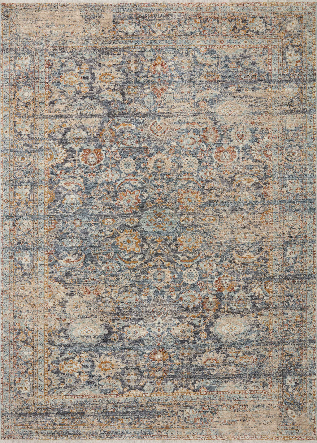 Angela Rose x Loloi Blake Navy / Multi 2'-0" x 3'-0" Accent Rug Blue Accent Power-Loomed Polyester