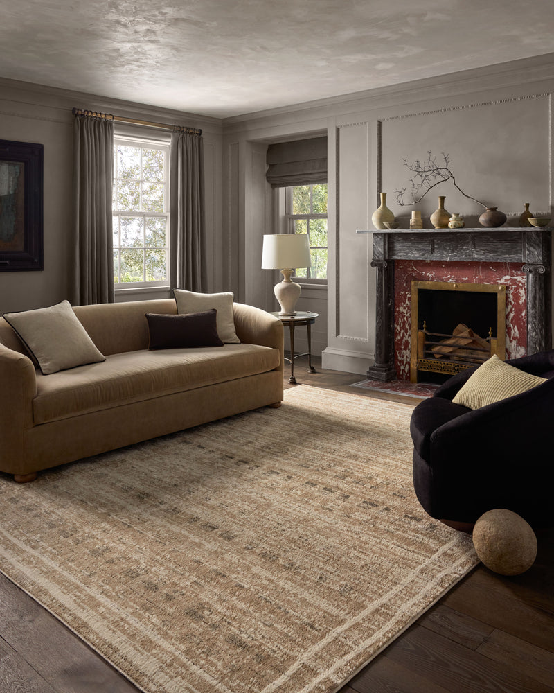 Jeremiah Brent x Loloi Bleecker Khaki / Natural 18" x 18" Sample Rug Beige sample Power-Loomed Polyester