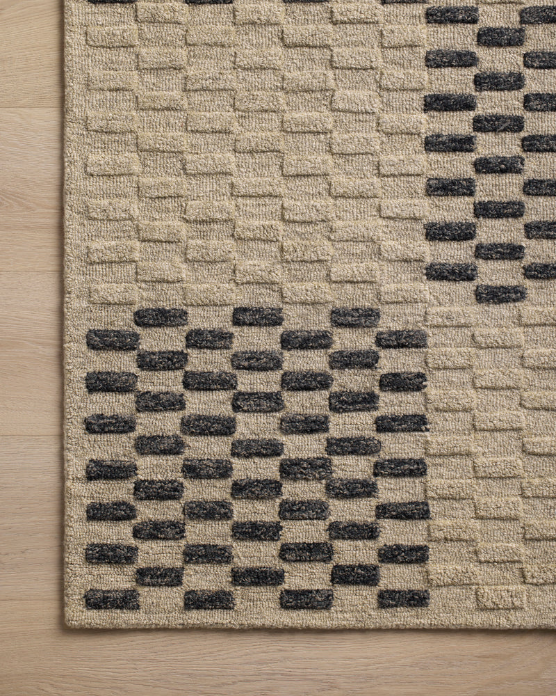 Chris Loves Julia x Loloi Bradley Beige / Midnight 2'-3" x 3'-9" Accent Rug Beige Accent Hand-Tufted Wool