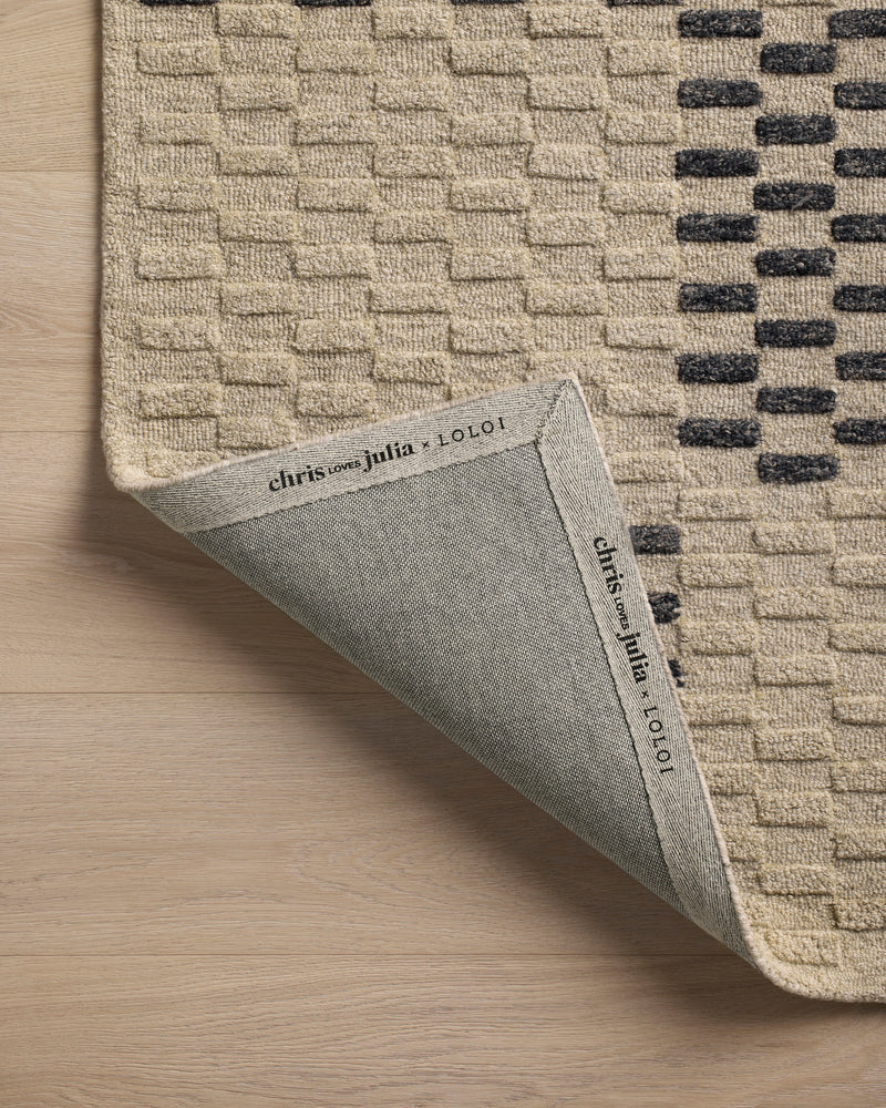 Chris Loves Julia x Loloi Bradley Beige / Midnight 2'-3" x 3'-9" Accent Rug Beige Accent Hand-Tufted Wool