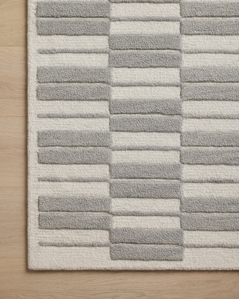 Chris Loves Julia x Loloi Bradley Ivory / Grey 2'-3" x 3'-9" Accent Rug Ivory Accent Hand-Tufted Wool