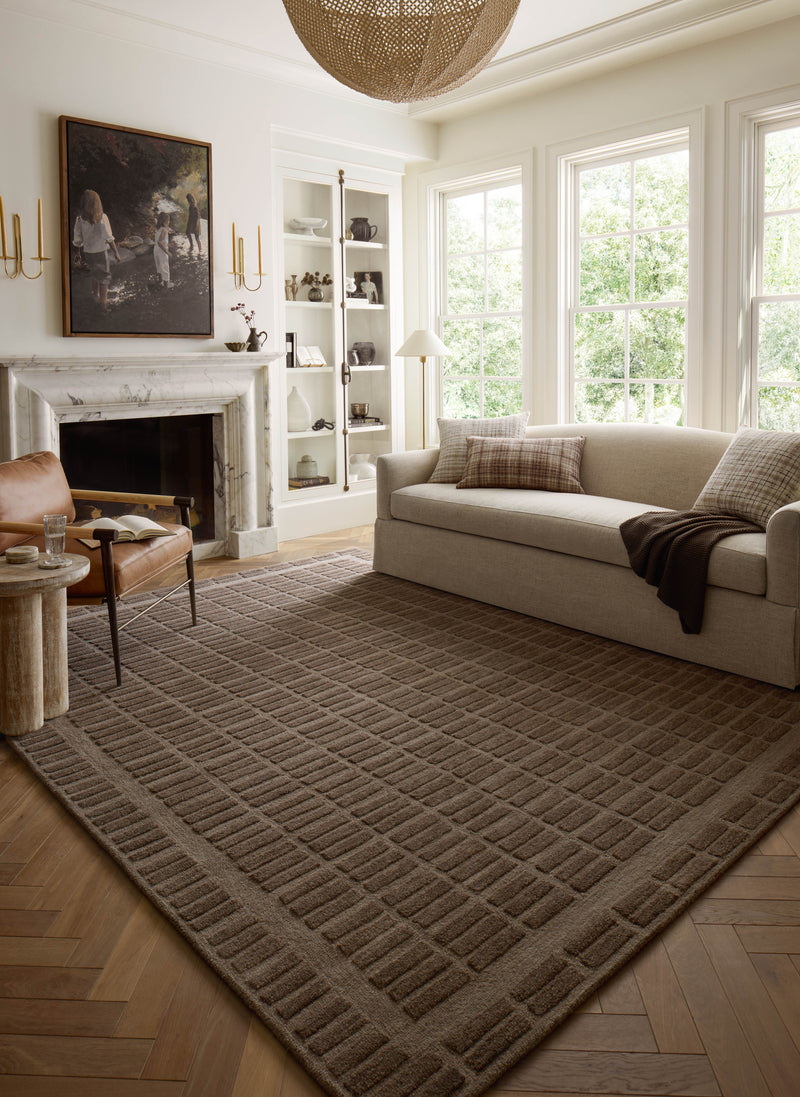 Chris Loves Julia x Loloi Bradley Cocoa / Cocoa 2'-3" x 3'-9" Accent Rug Blue Accent Hand-Tufted Wool